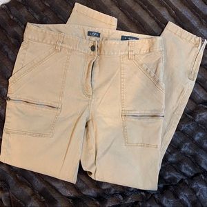 LOFT khaki zipper ankle cargos